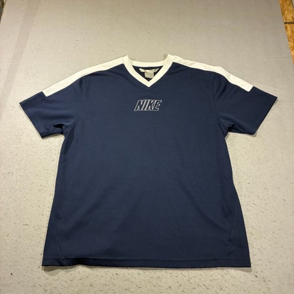 Vintage Y2K Nike Practice Jersey Mens XL Blue Mesh Center Spellout